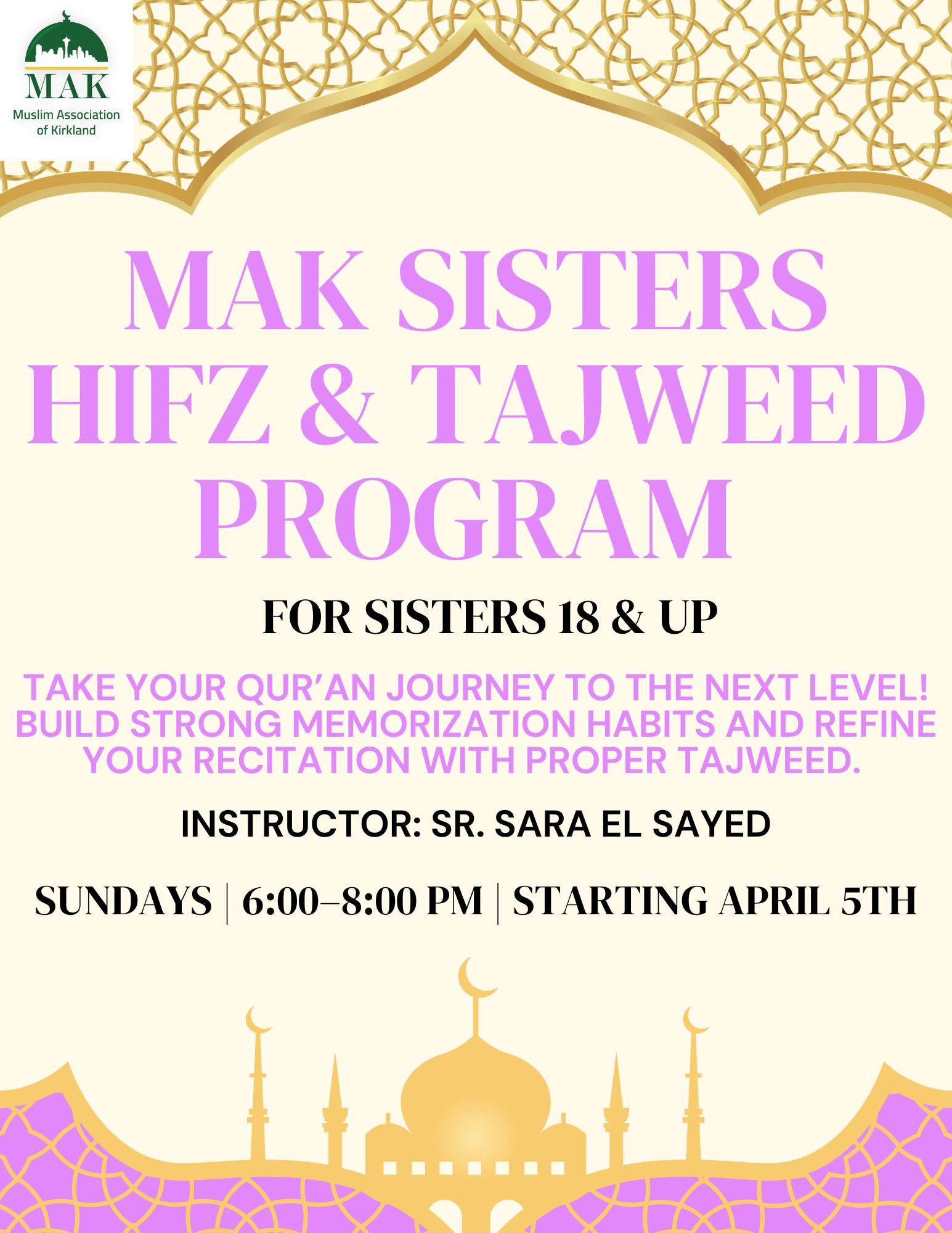 Sisters Hifz & Tajweed Program flyer